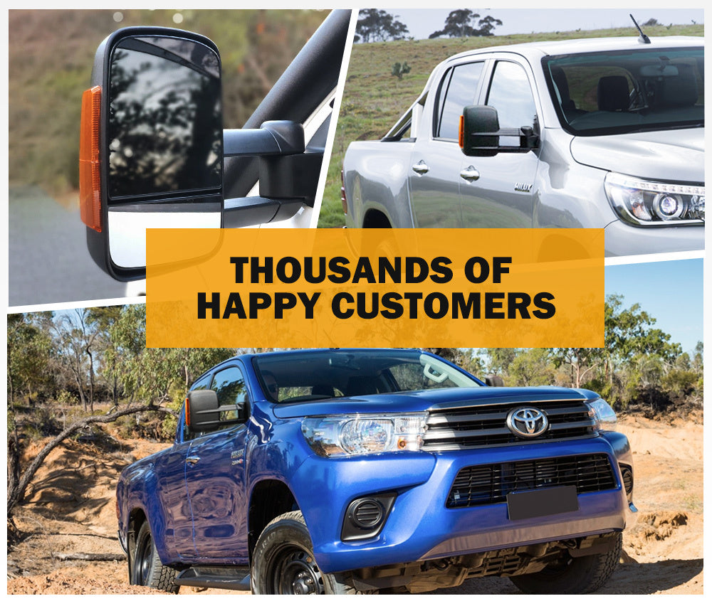 SAN HIMA Pair Towing Mirrors for Toyota Hilux 2015-ON BLACK
