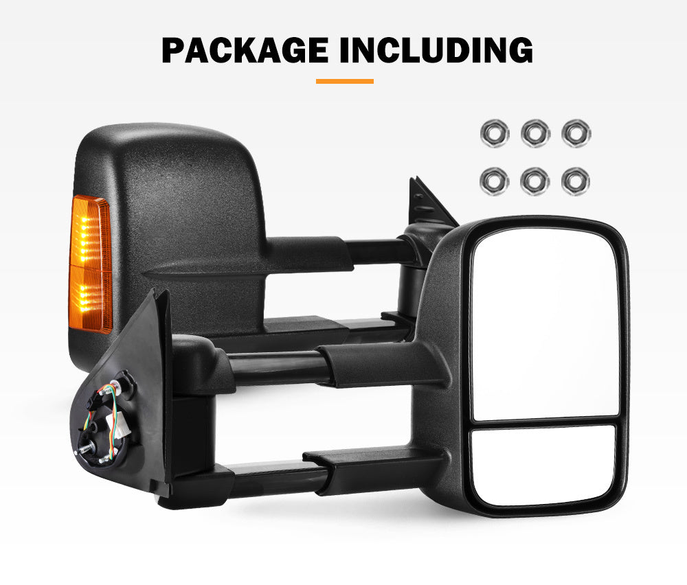 SAN HIMA Pair Towing Mirrors for Toyota Hilux 2015-ON BLACK