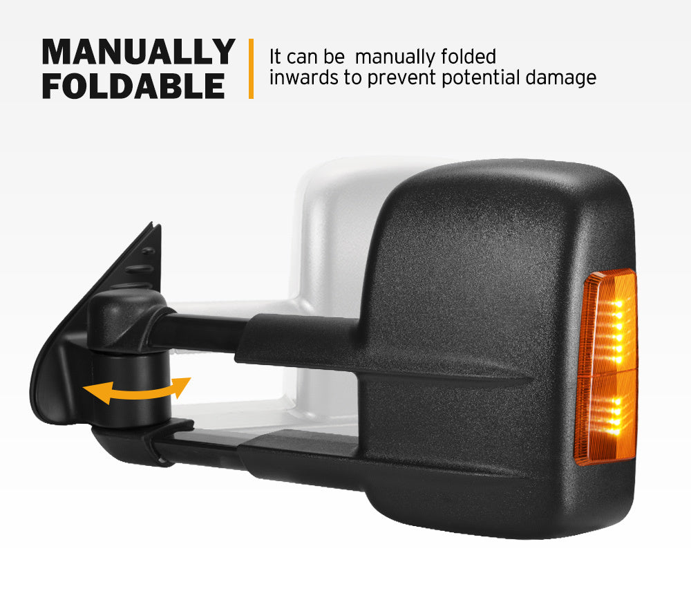 SAN HIMA Pair Towing Mirrors for Toyota Hilux 2015-ON BLACK