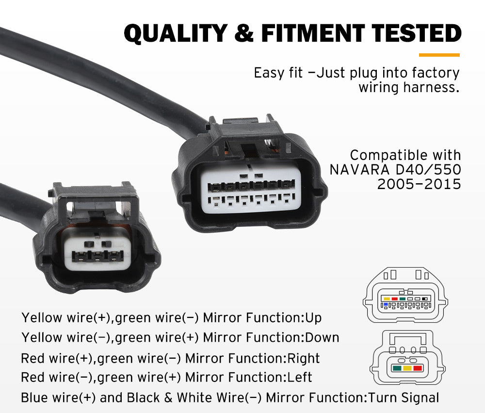 SAN HIMA Pair Towing Mirrors for Nissan Navara D40 2005-2015 Indicator