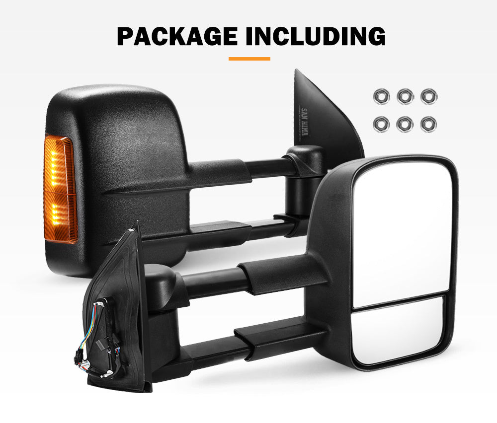 SAN HIMA Pair Towing Mirrors for Nissan Navara D40 2005-2015 Indicator