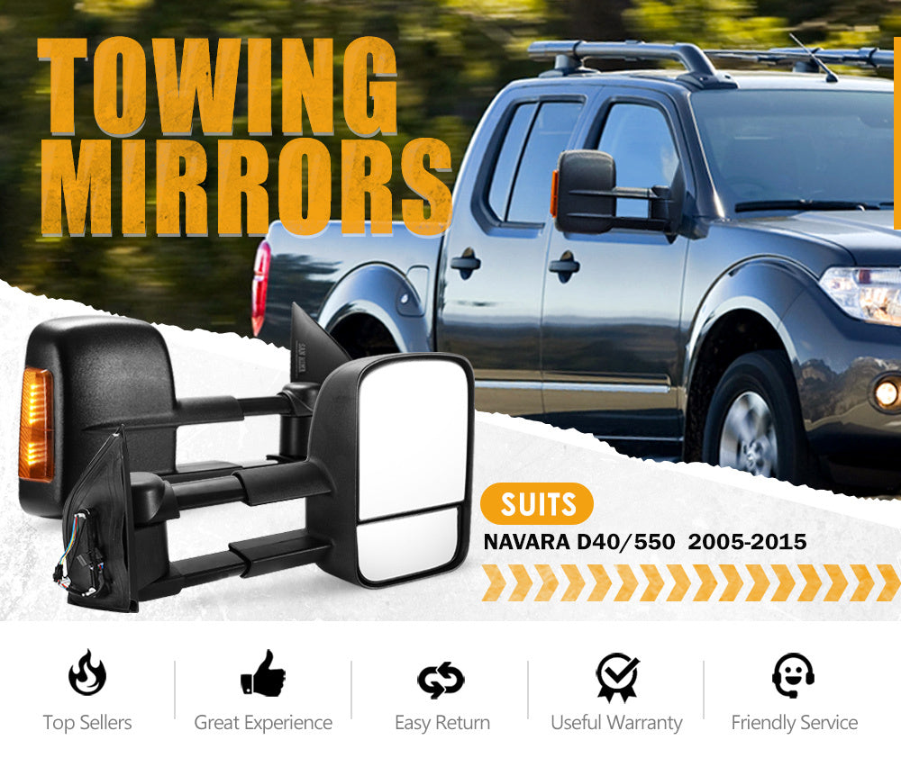 SAN HIMA Pair Towing Mirrors for Nissan Navara D40 2005-2015 Indicator