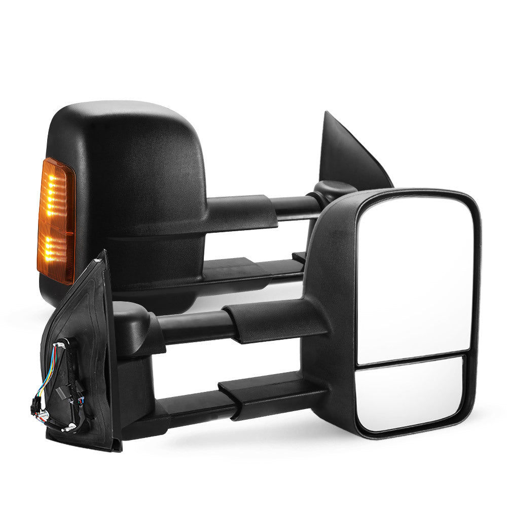SAN HIMA Pair Towing Mirrors for Nissan Pathfinder MY 2003-2013 Black