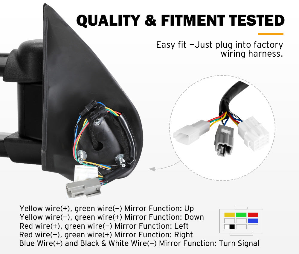 SAN HIMA Pair Towing Mirrors for Holden Rodeo 2003-2008 Black