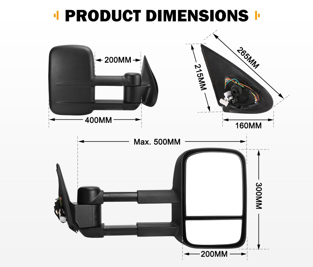 SAN HIMA Pair Towing Mirrors for Mitsubishi Triton MQ/MR 2015 - ON