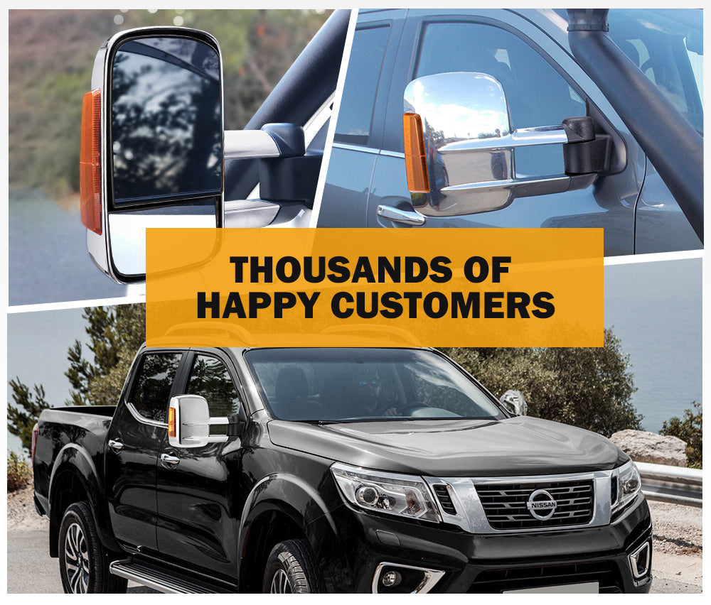 SAN HIMA Extendable Towing Mirrors for Nissan Navara D23 2015-On Silver