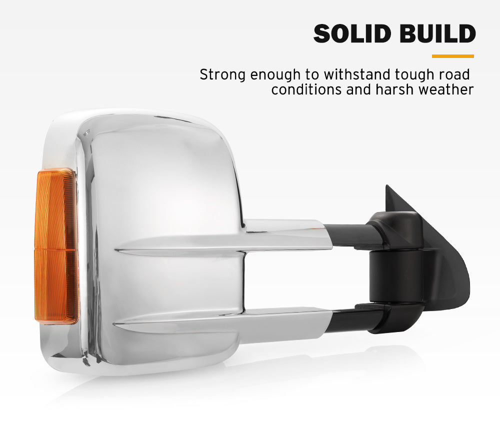 SAN HIMA Extendable Towing Mirrors for Nissan Navara D23 2015-On Silver