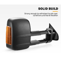 SAN HIMA Extendable Towing Mirrors Pair for Nissan Navara D23 NP300 2015-On Black