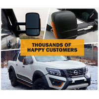 SAN HIMA Extendable Towing Mirrors Pair for Nissan Navara D23 NP300 2015-On Black