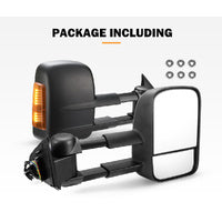 SAN HIMA Extendable Towing Mirrors Pair for Nissan Navara D23 NP300 2015-On Black