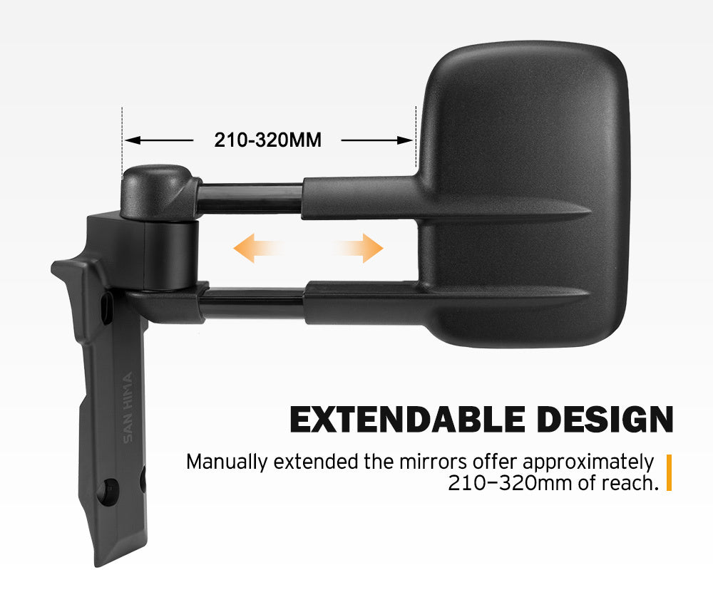 SAN HIMA Pair Extendable Towing Mirrors For Toyota Land Cruiser 70-79 Series 1984-2019