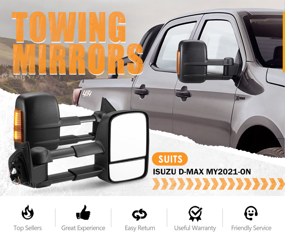 San Hima Extendable Towing Mirrors For Isuzu D-MAX DMAXÂ 2021-Current