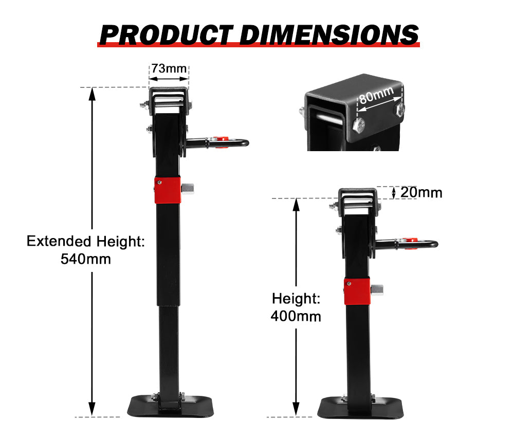 SAN HIMA 2x 400mm Drop Down Corner Legs W/Handle Steel Base 1200LBS Caravan Camper Trailer