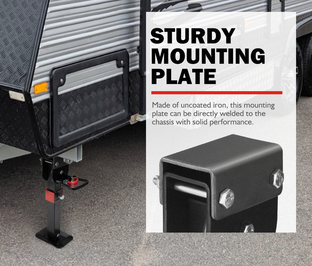 SAN HIMA 2x 400mm Drop Down Corner Legs W/Handle Steel Base 1200LBS Caravan Camper Trailer