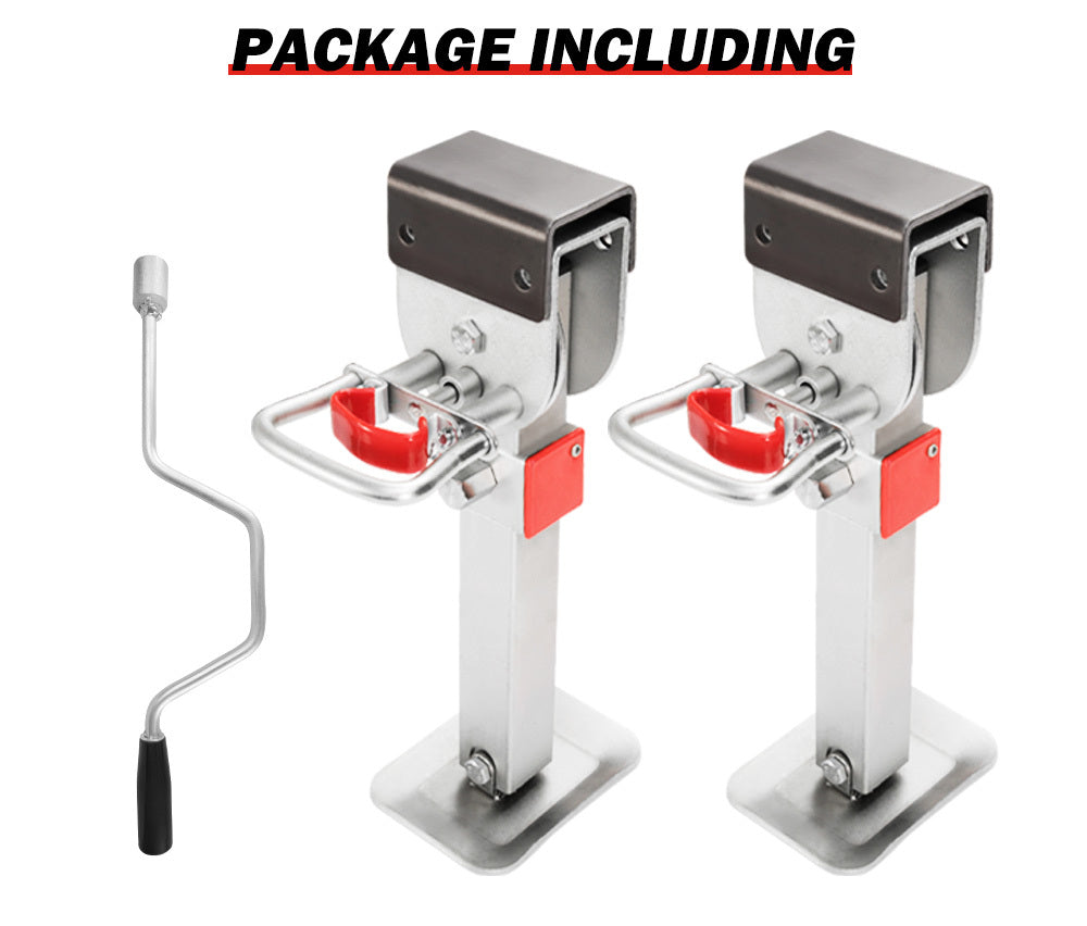 SAN HIMA 2x400mm Drop Down Corner Legs W/Handle Steel Base 1200LBS Caravan Stabilizer Leg