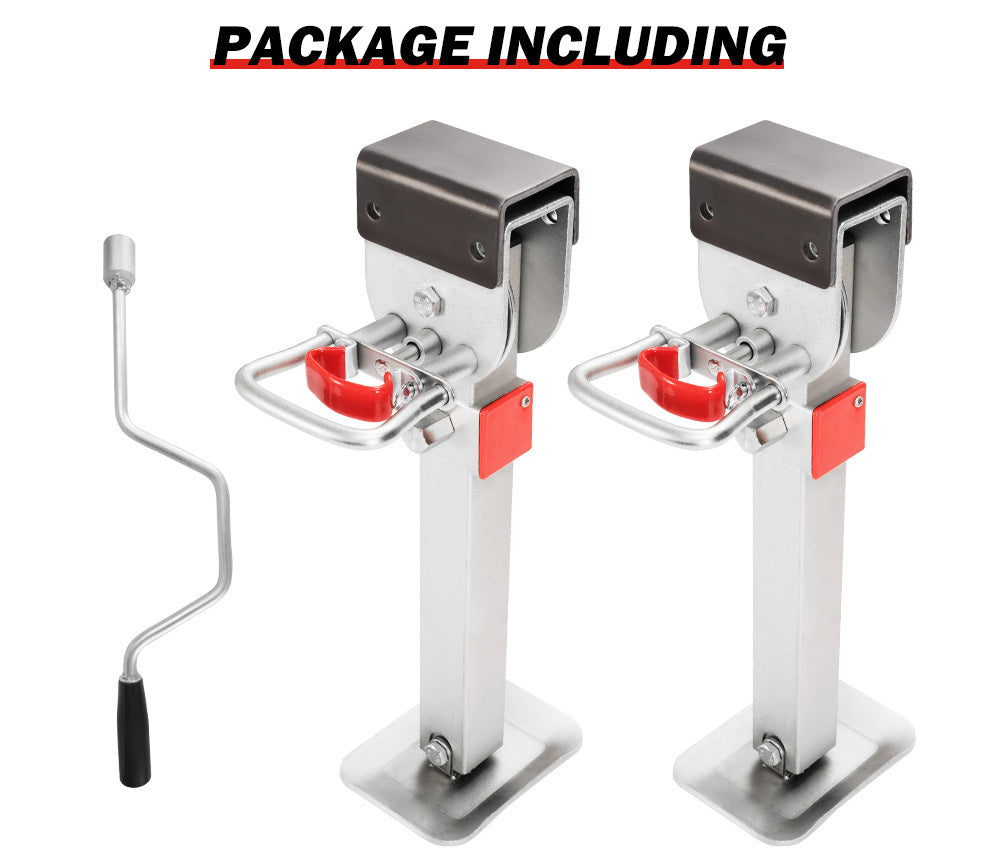 SAN HIMA 2x 470mm Drop Down Corner Legs Steadies & Handle Steel Foot Caravan Trailer