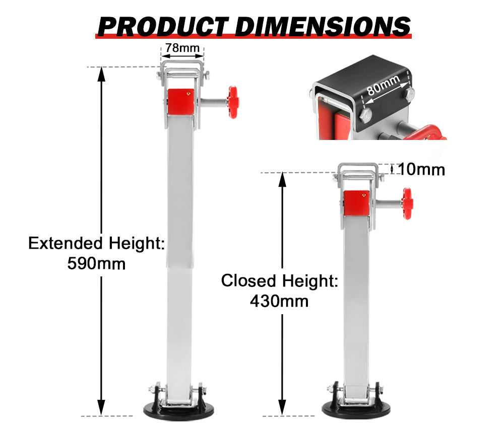 SAN HIMA 2x 590mm Drop Down Corner Steadies Stabilizer Legs Caravan Camper Trailer 1500LBS