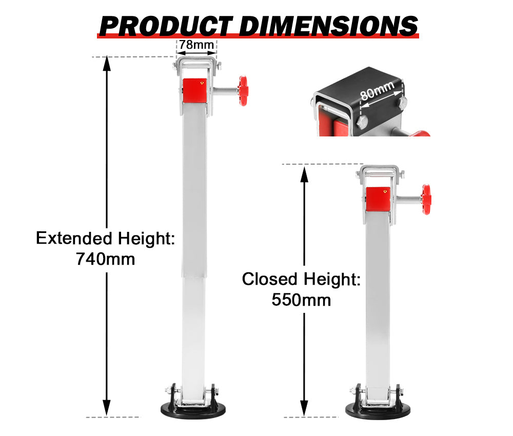 SAN HIMA 2x 740mm Drop Down Corner Steadies Stabilizer Legs Caravan Camper Trailer New