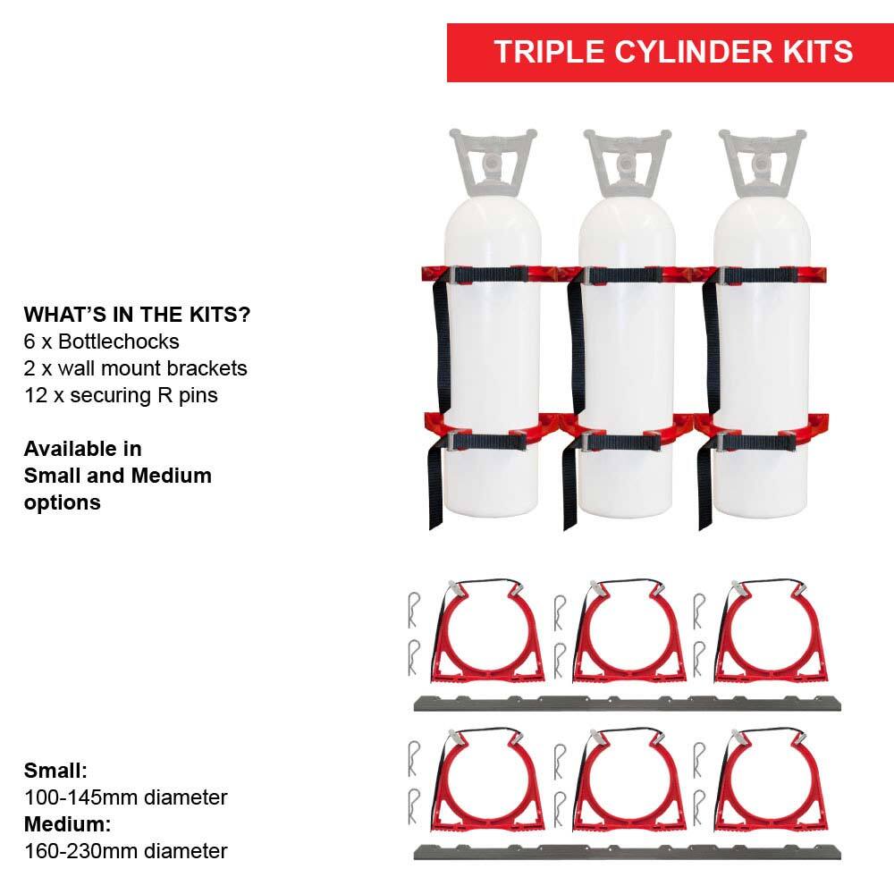 Stainless Triple Small 100-145mm Bottlechock Kit