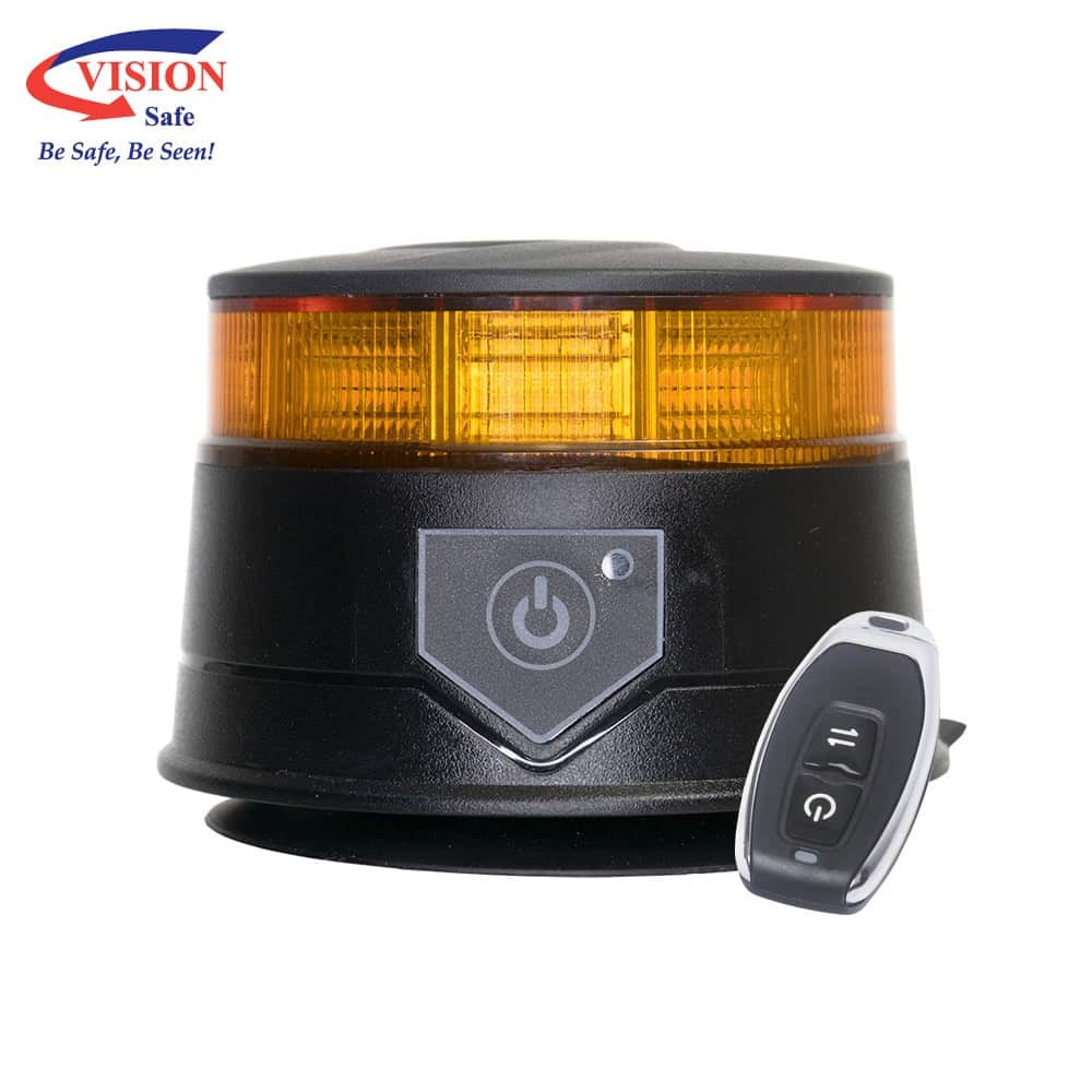Nano LED Beacon Rechargeable Amber Magnetic Base with Remote Control 12-24VDC