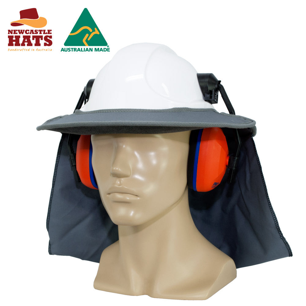 Earmuff Hard Hat Brim with Flap