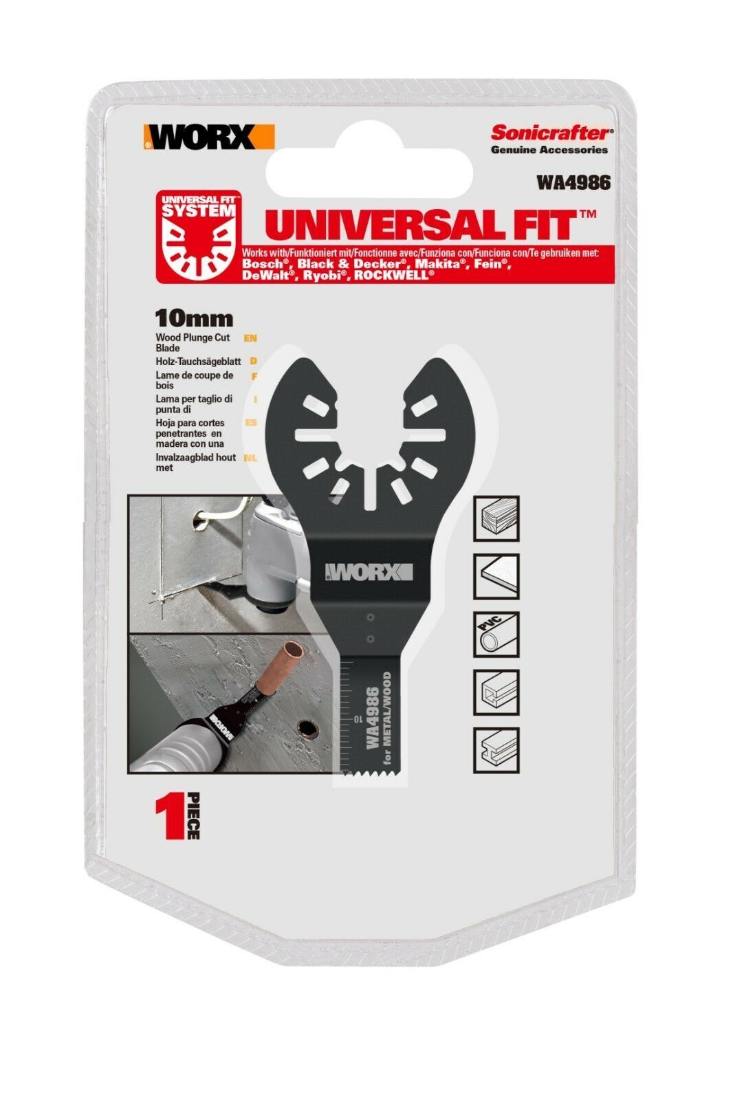 WORX SoniCrafter 10mm BM End Cut Universal Fit Blade for Oscillating Multi-Tool - WA4986.3