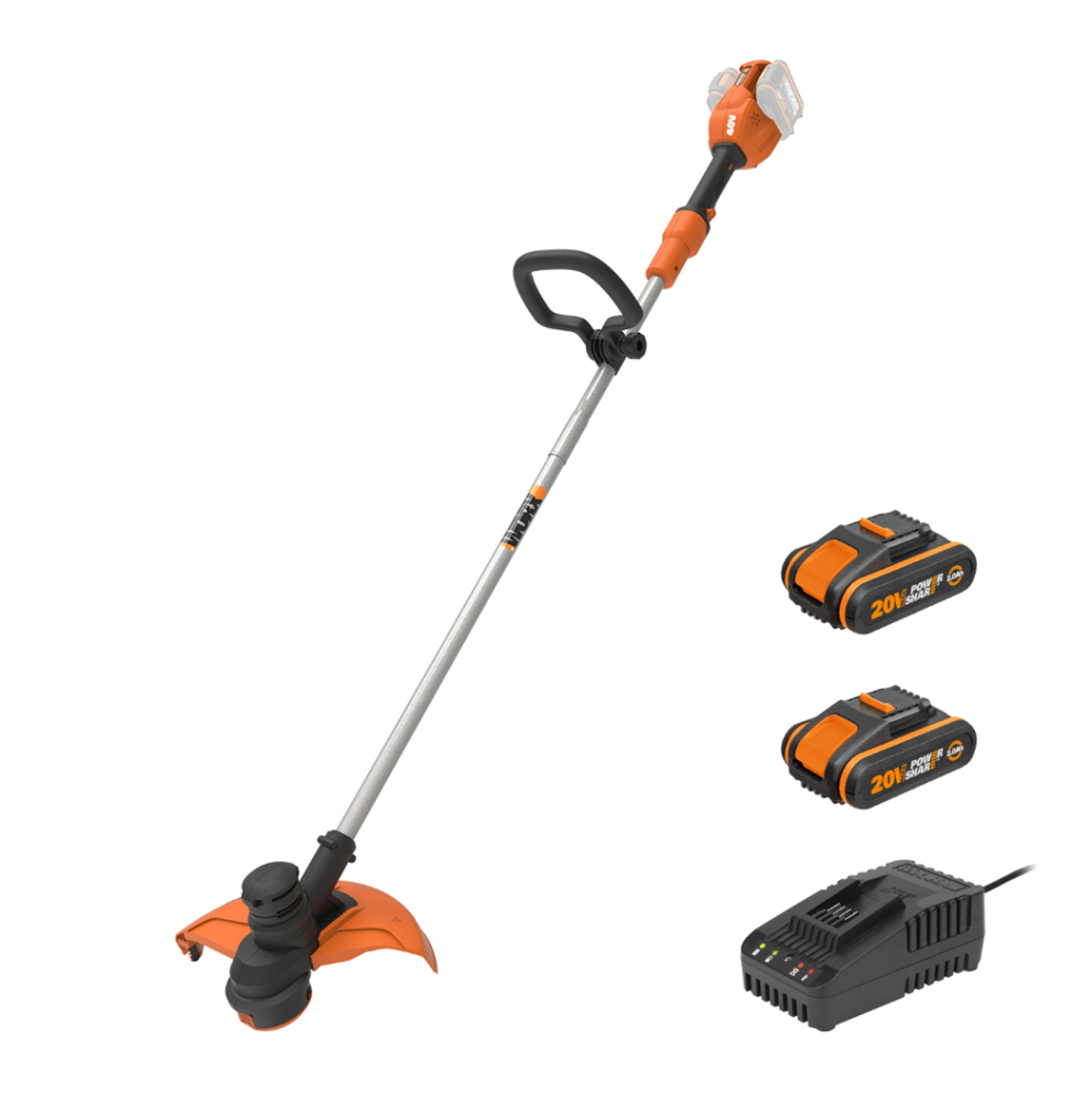 WORX 40V Cordless 30cm Grass Trimmer w/ 2x POWERSHARE 2Ah Batteries & 1x Charger - WG183E.B