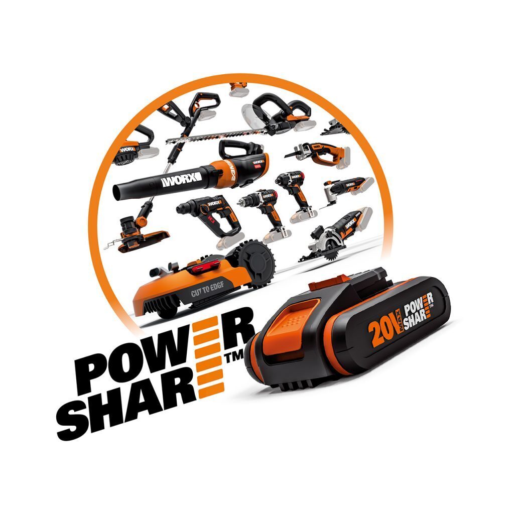 WORX 40V Cordless 30cm Grass Trimmer w/ 2x POWERSHARE 2Ah Batteries & 1x Charger - WG183E.B