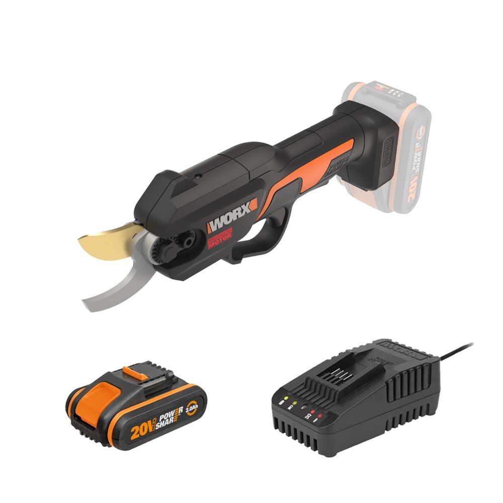 WORX 20V NITRO Cordless Brushless 25mm Pruner Shears with 2Ah POWERSHARE Battery & Charger - WG330E.B
