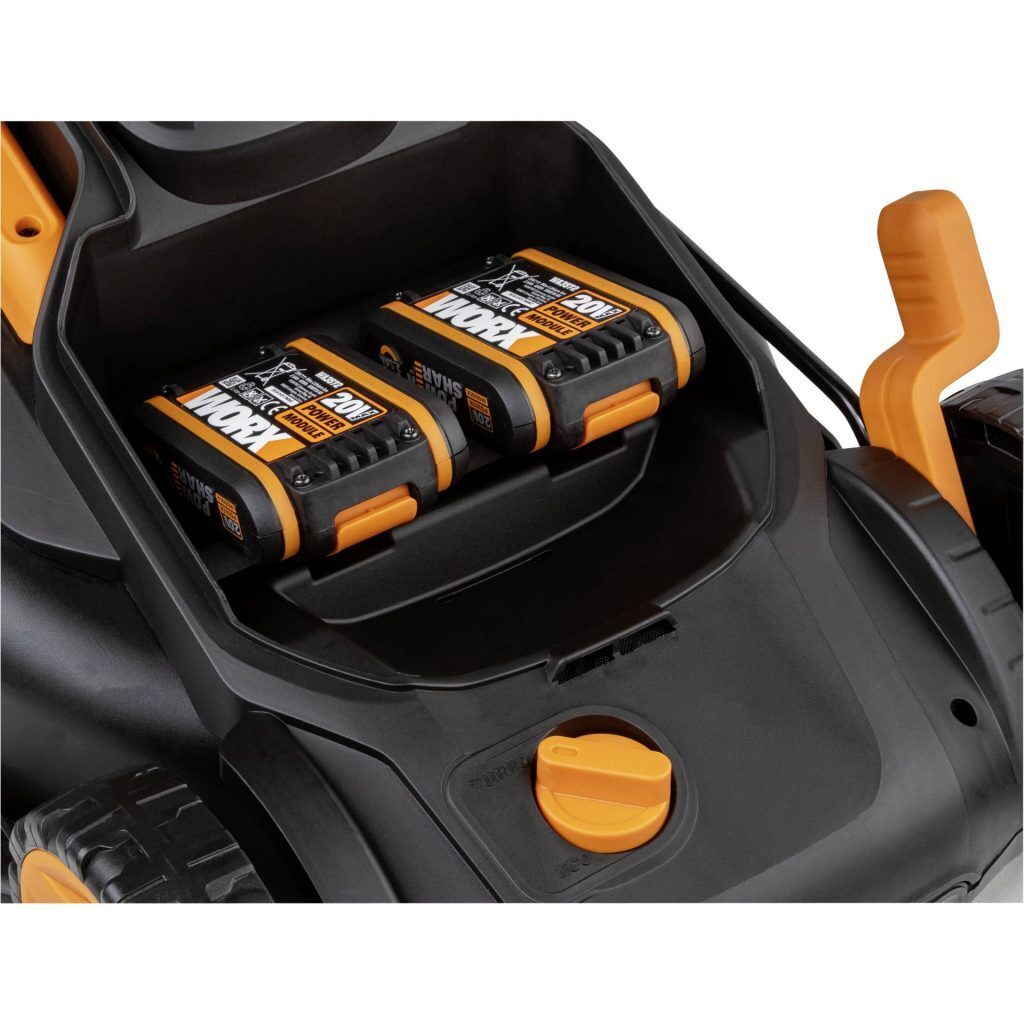 WORX 40V (20V x 2) 34cm Push Lawn Mower Kit w/ 2x POWERSHARE Batteries & Charger - WG779E