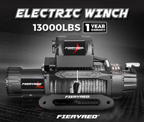 FIERYRED 12V 13000LBS Wireless Electric Winch Synthetic Rope
