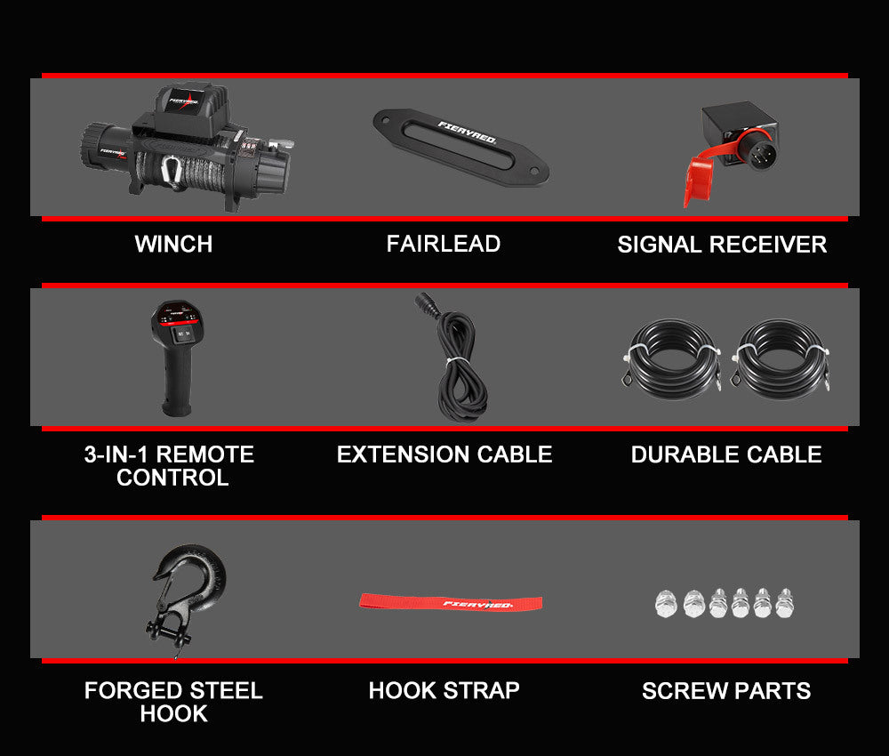 FIERYRED 12V 13000LBS Wireless Electric Winch Synthetic Rope