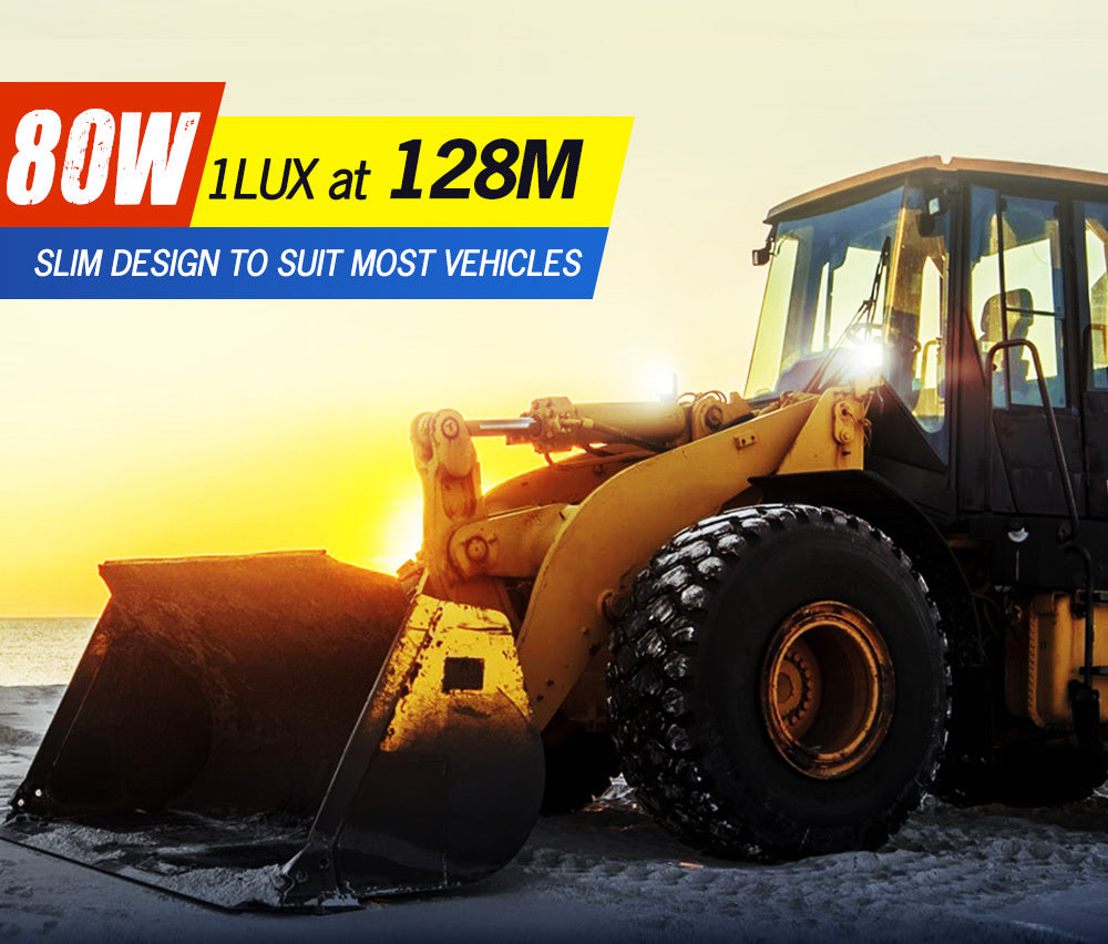 LIGHTFOX 2x 4inch 80W Square LED Work Lights Bar Spot Flood Reverse 4WD Ute Truck