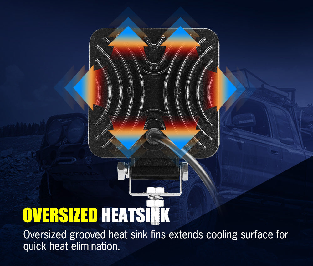 LIGHTFOX 2x 4inch 80W Square LED Work Lights Bar Spot Flood Reverse 4WD Ute Truck