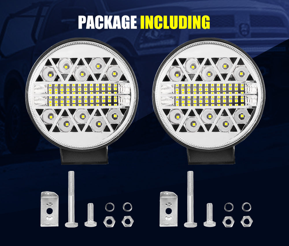 LIGHTFOX 2x4inch Round LED Work Light Combo Driving Lamp Reverse Offroad 4WD