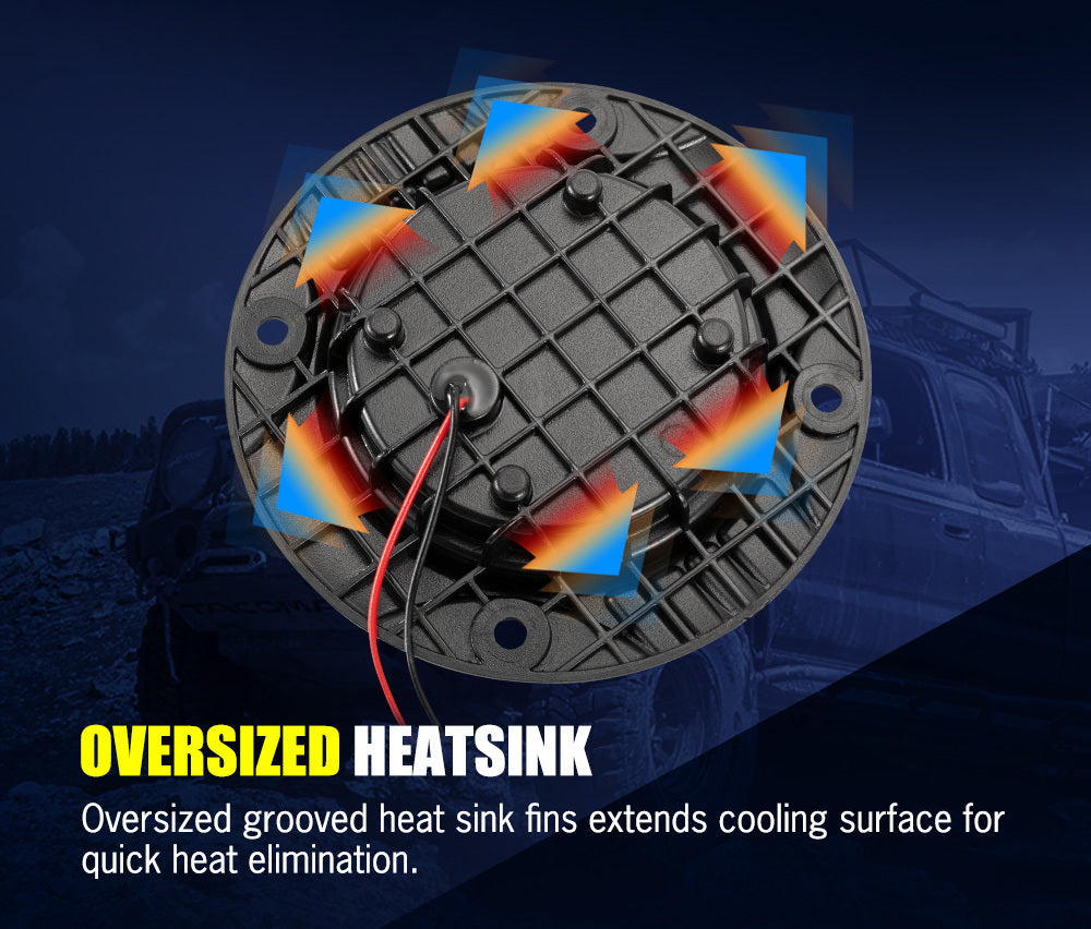 LIGHTFOX 2x 5inch Flush Mount LED Work Light Bar Combo Reverse Round Fog Lamp 4WD