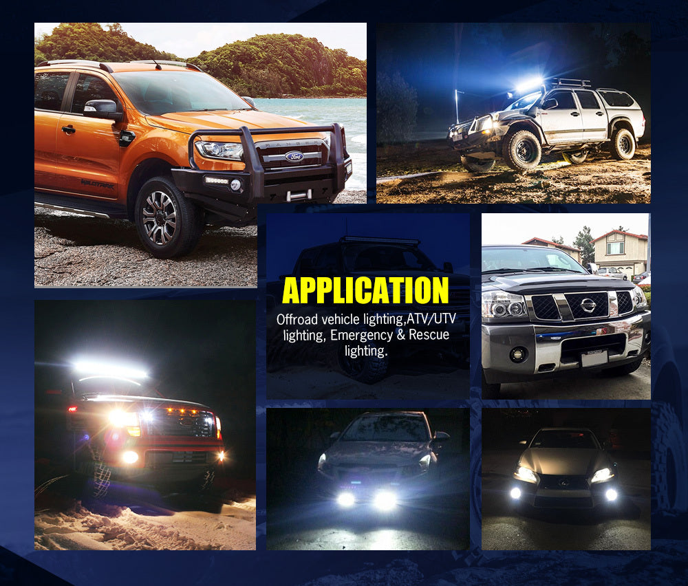 LIGHTFOX 2x 5inch Flush Mount LED Work Light Bar Combo Reverse Round Fog Lamp 4WD