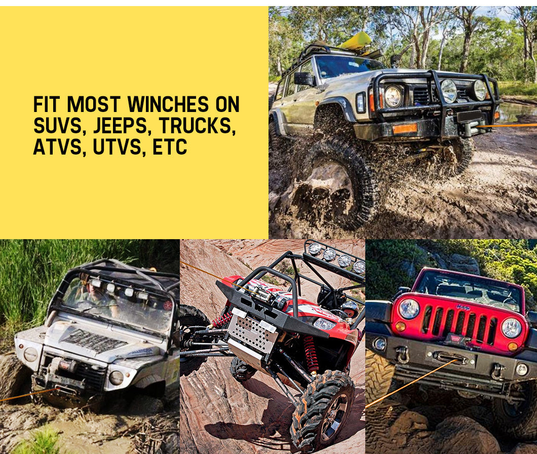 FIERYRED Synthetic Winch Rope 10MM x 30M Dyneema SK75 Tow Recovery Rope Orange 4WD