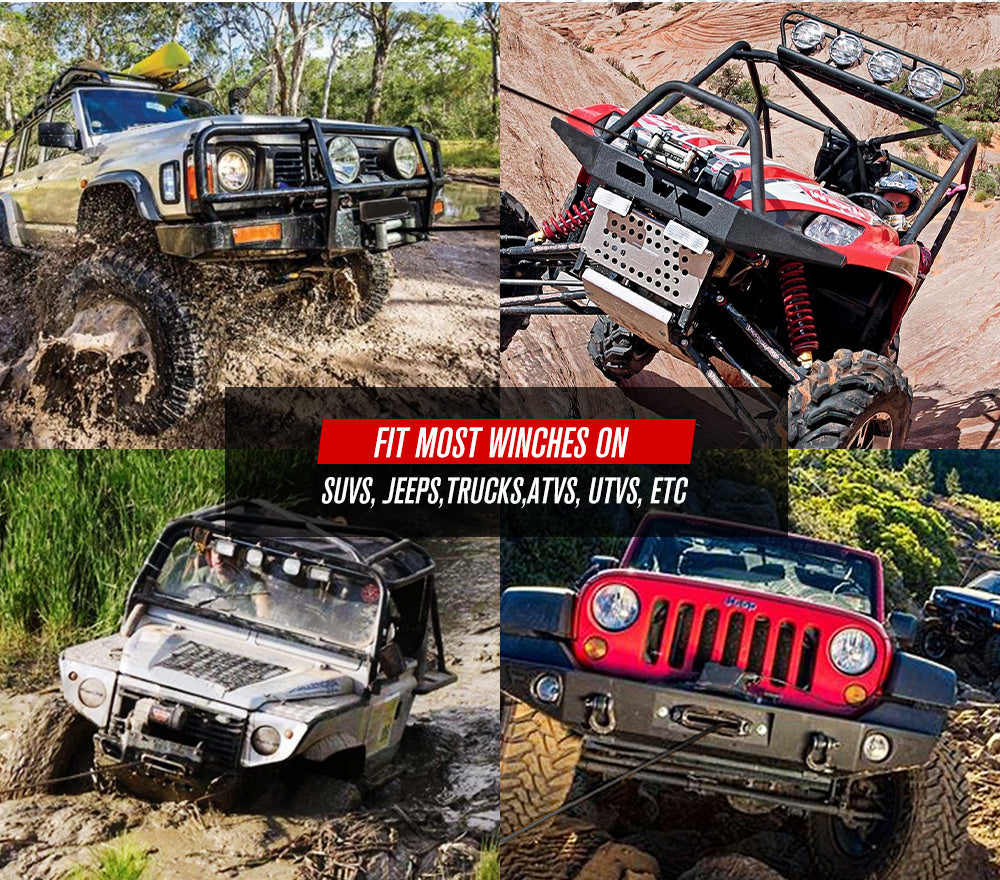 FIERYRED Winch Rope 10MM x 30M Dyneema SK75 Hook Synthetic Car Tow Recovery Cable Black