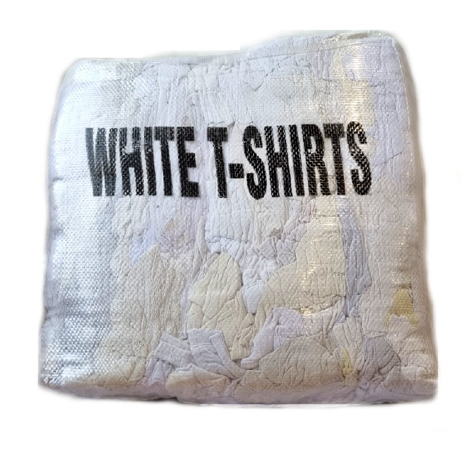 10kg Pack of White T-Shirt Rags