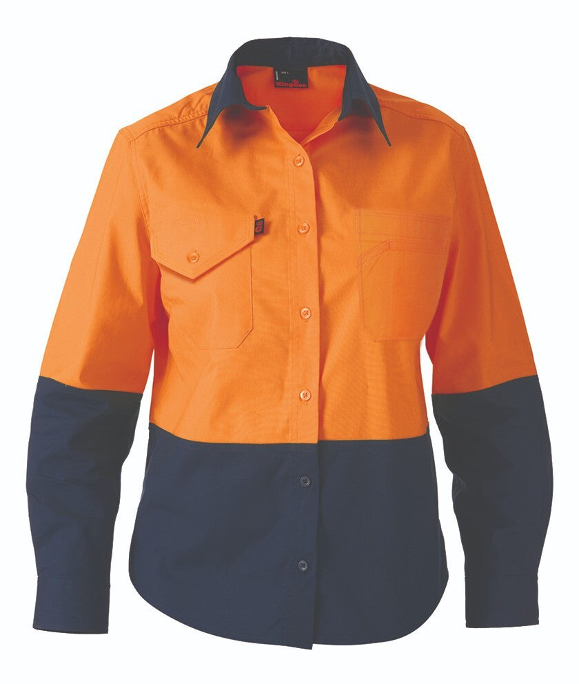 KingGee Workcool2 Womens Hi Vis Spliced Shirt Long Sleeve