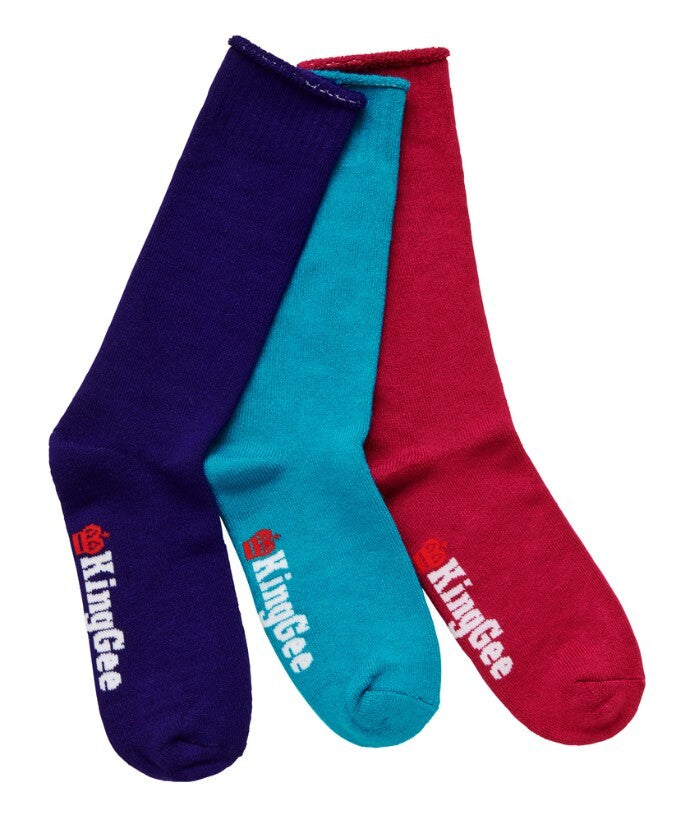 KingGee Womens Bamboo Work Sock 3 pack Colour Purple/Teal/Pink Size 3-8