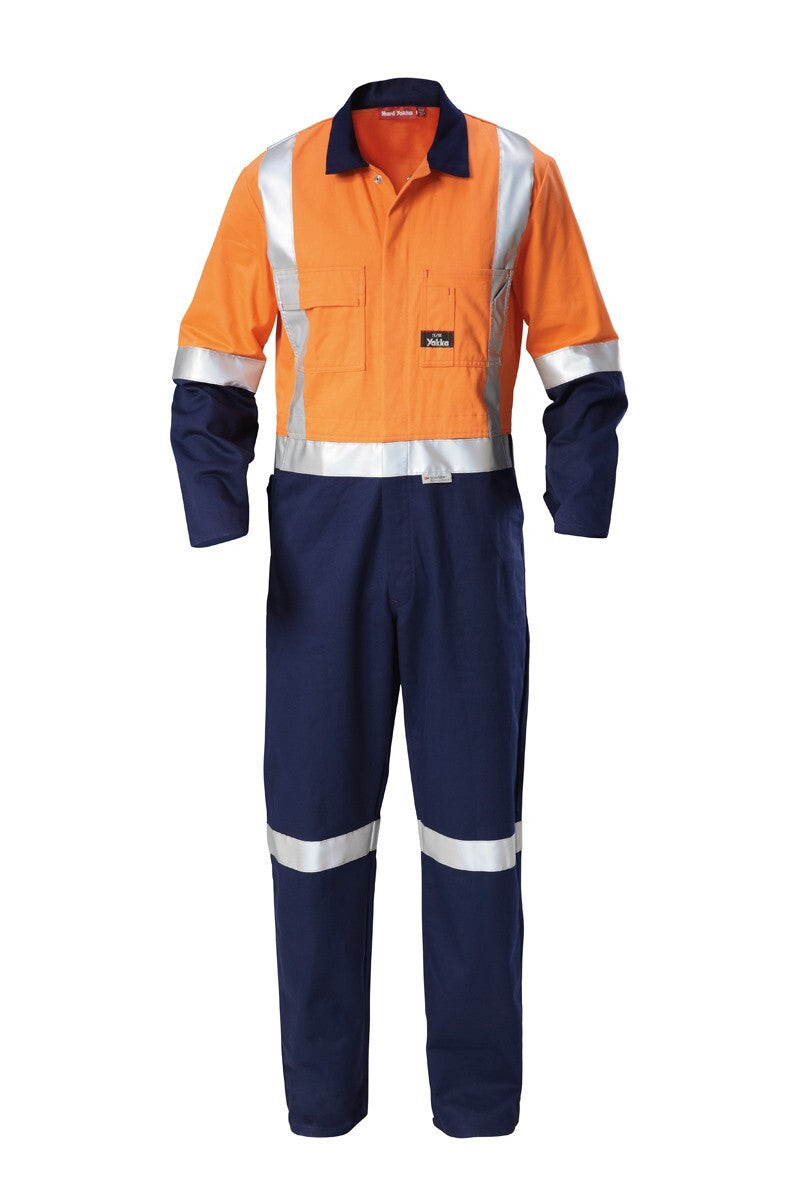 Hard Yakka Foundations Hi-Visibility Two Tone Cotton Drill Coverall With Tape