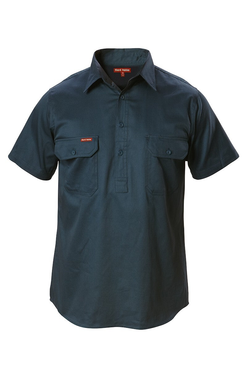 Hard Yakka Foundations Cotton Drill Closed Front Short Sleeve Shirt