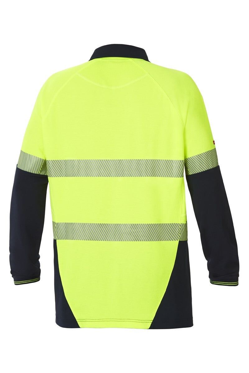 Hard Yakka Koolgear Hi-Visibility Two Tone Long Sleeve Ventilated Polo With Segmented Tape
