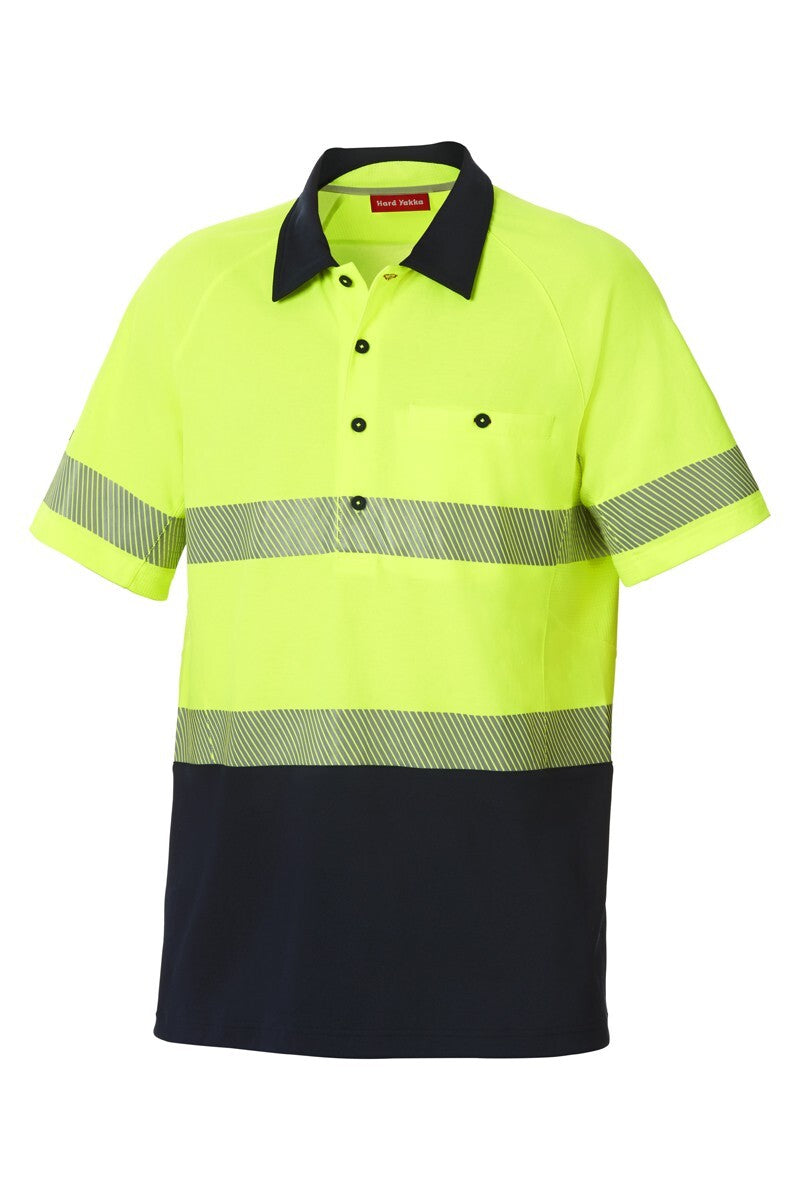 Hard Yakka Koolgear Hi-Visibility Two Tone Short Sleeve Ventilated Polo With Segmented Tape
