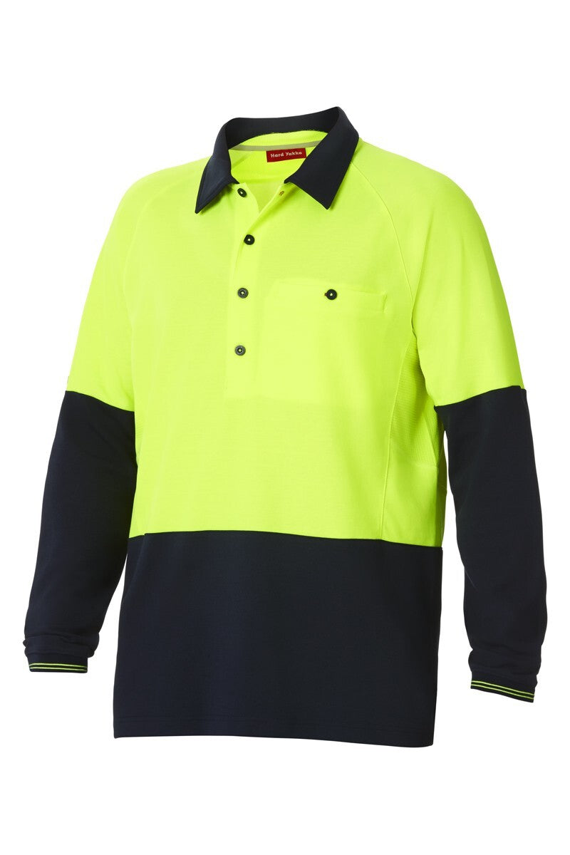 Hard Yakka Koolgear Hi-Visibility Two Tone Long Sleeve Ventilated Polo
