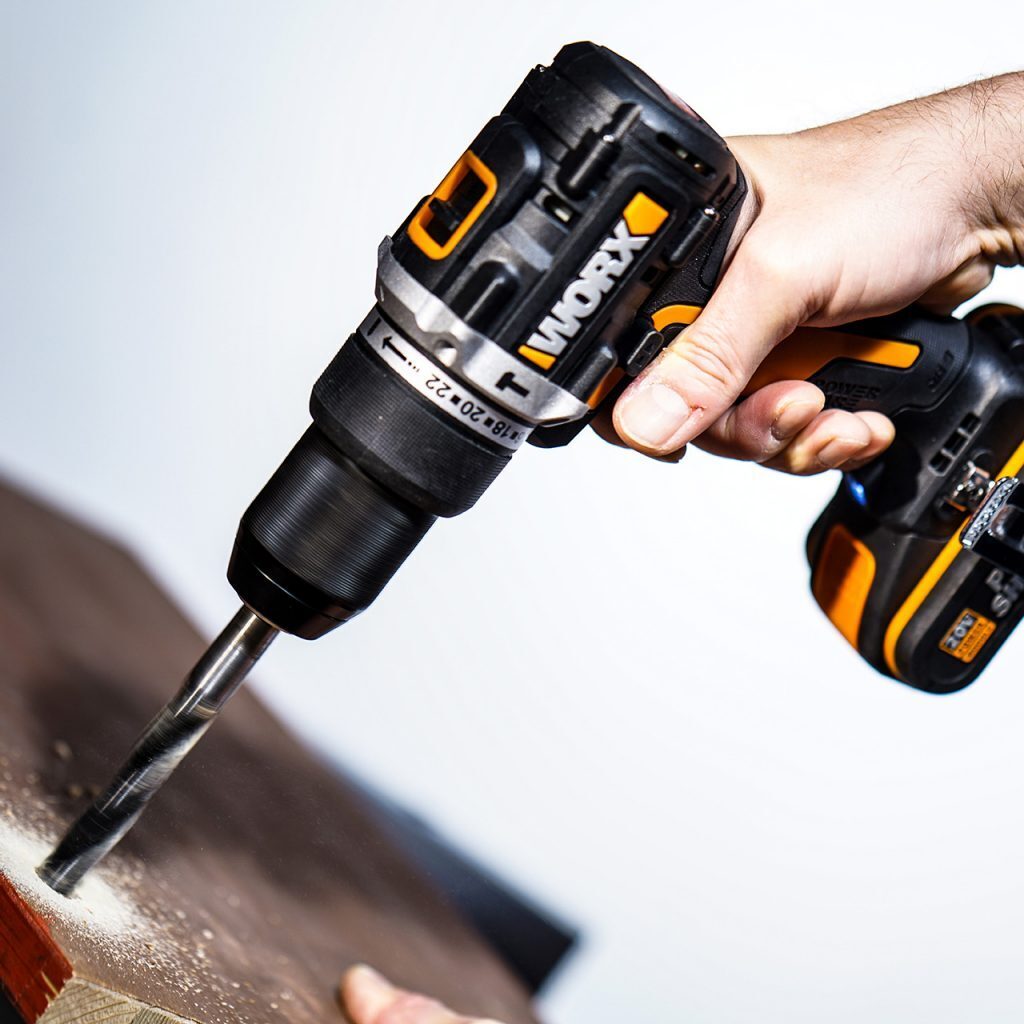 WORX 20V Cordless Brushless 13mm Hammer Drill w/ 2x POWERSHARE Battery & Charger - WX352