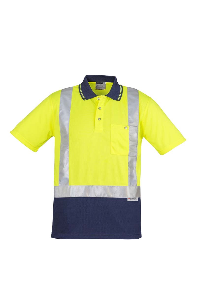 Syzmik Mens Hi Vis Spliced Polo Short Sleeve Shoulder Taped
