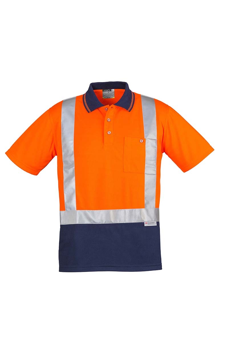 Syzmik Mens Hi Vis Spliced Polo Short Sleeve Shoulder Taped